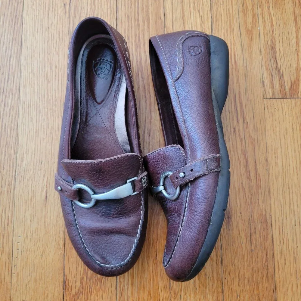 Ariat 8B Brown Leather Horsebit Loafers Slip‎ On Shoes Comfort 21192 CHARLESTON